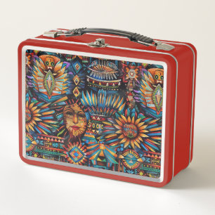 Lunch Box Eco-Friendly Rouge "Tapisserie pré-colombienne" Lu