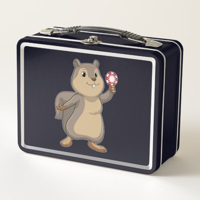 Lunch Box Écureuil au Poker avec des jetons de Poker (Devant)
