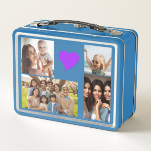 Lunch Box Élégant 10 Photos de Famille, Coeurs Rose violet,