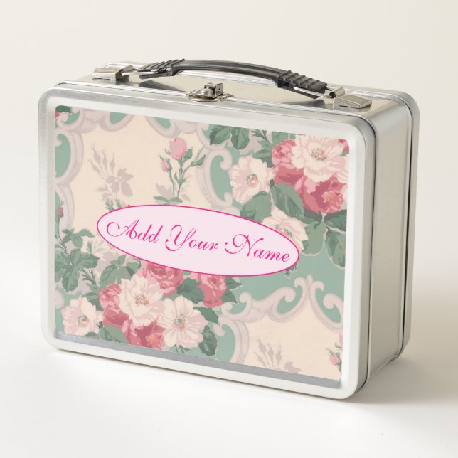 Lunch Box Élégant Floral Moderne Ajouter Votre Texte (Devant)