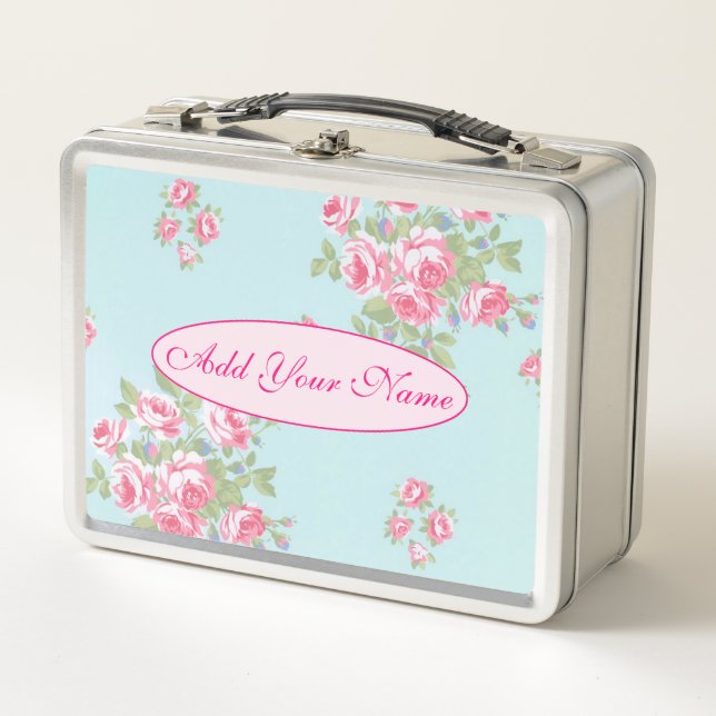 Lunch Box Élégant Floral Moderne Ajouter Votre Texte (Devant)