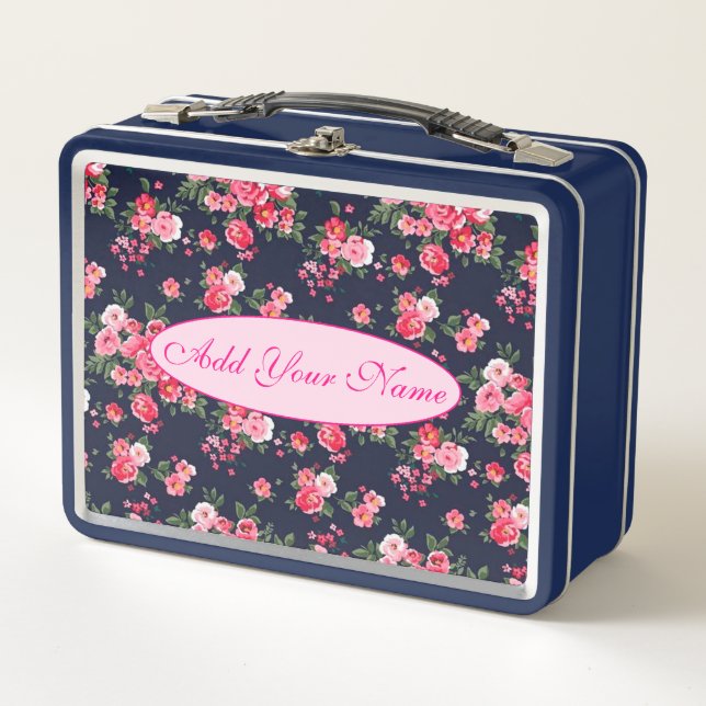 Lunch Box Élégant Floral Moderne Ajouter Votre Texte (Devant)
