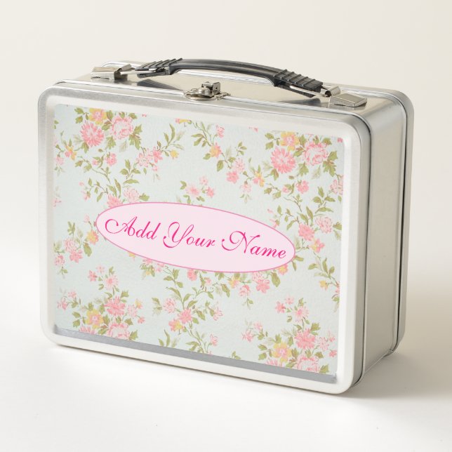 Lunch Box Élégant Floral Moderne Ajouter Votre Texte (Devant)