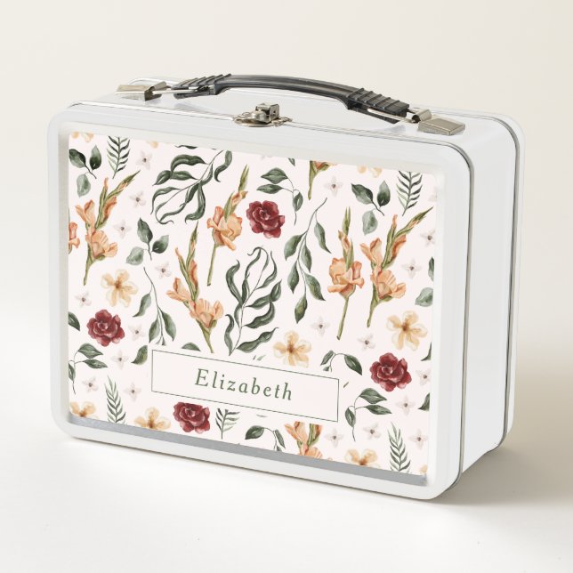 Lunch Box Elégant Floral Moderne Personnalisé (Devant)