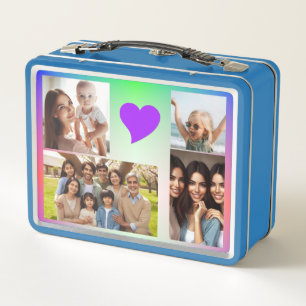 Lunch Box Élégant Personnalisé 10-Photo Rose Purple Hearts R