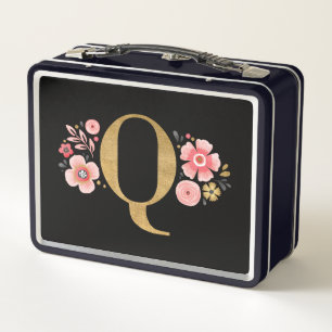 Lunch Box Élégante Fille rose noir floral