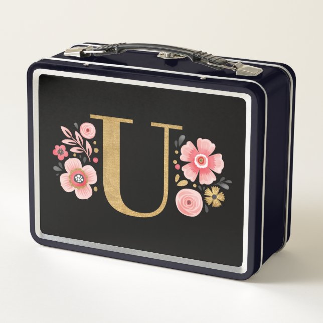 Lunch Box Élégante Fille rose noir floral (Dos)