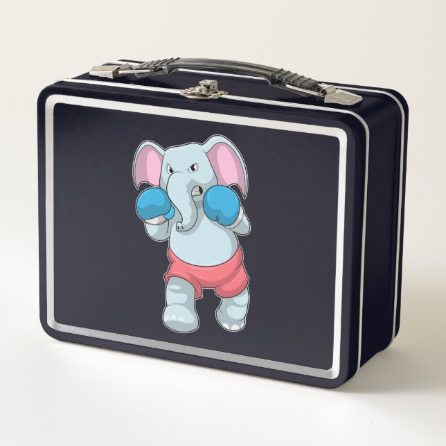 Lunch Box Éléphant à la boxe avec des gants de boxe (Devant)