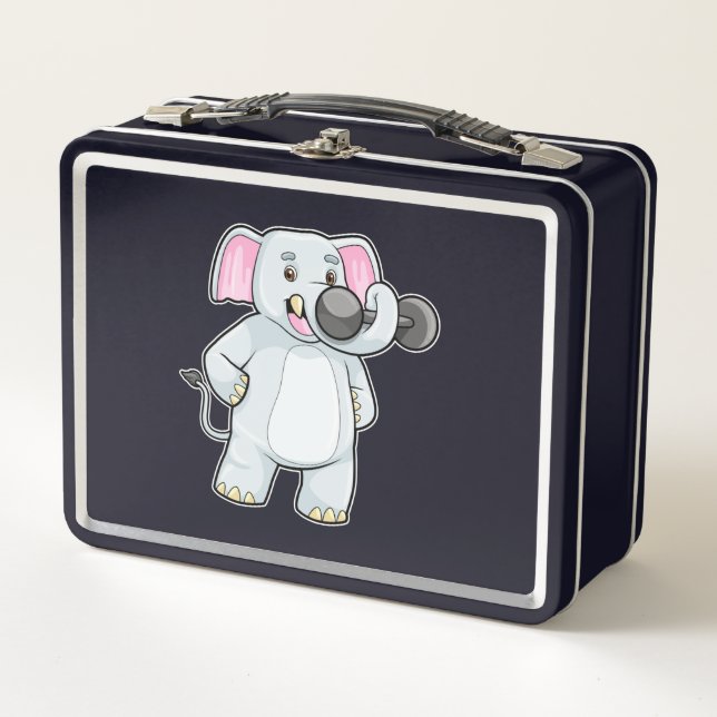 Lunch Box Elephant à Strenght entraînement avec Dumbbell (Devant)