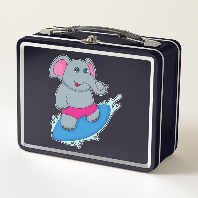 Lunch Box Elephant as surfer avec surf (Devant)