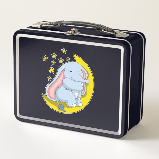 Lunch Box Eléphant avec lune et étoiles (Devant)