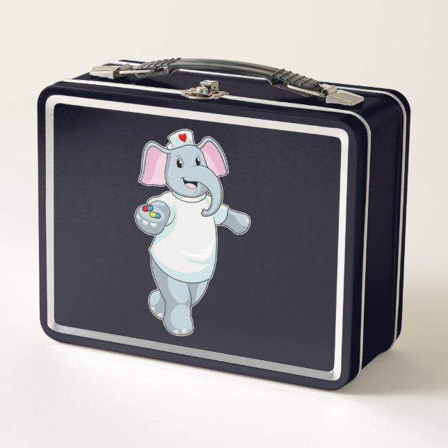 Lunch Box Elephant comme infirmière avec la médecine (Devant)