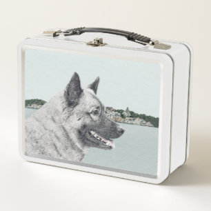 Lunch Box Elkhound norvégien à la peinture de village - Chie