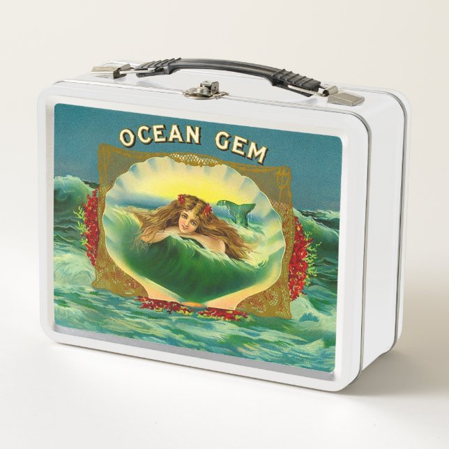 Lunch Box Empreinte étiquette cigare de sirène Ocean Gem (Devant)