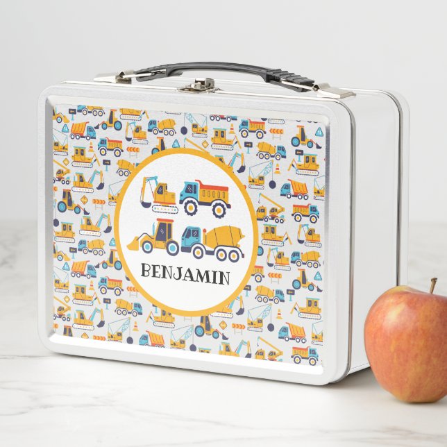 Lunch Box Enfants Construction Camions Motif Personnalisé (En situation)