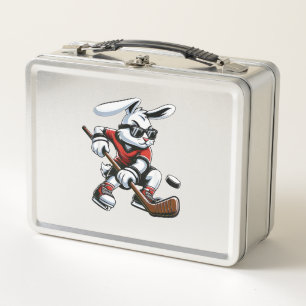 Lunch Box Enfants Garçons Joyeux Lapin de Pâques Jouant au H
