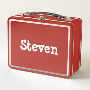 Lunch Box Enfants Personnalisé Rouge Blanc Whimsical Nom