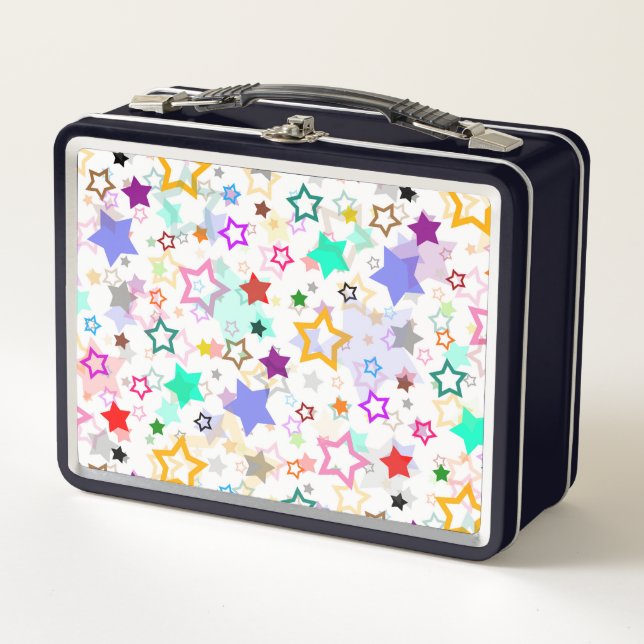 Lunch Box Étoiles colorées blanches  (Devant)