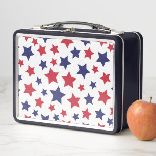 Lunch Box Étoiles rouges et bleues, 4 juillet, fond blanc