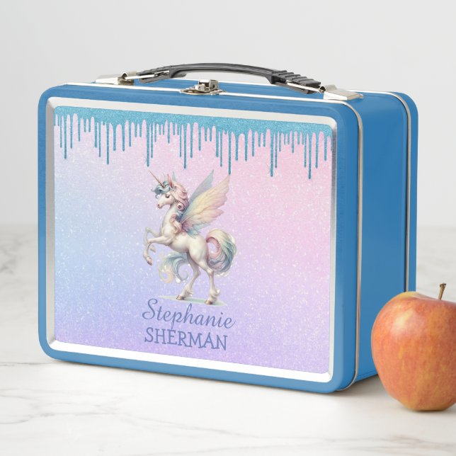 Lunch Box Fairy Unicorn goutte Parties scintillant bleue (En situation)