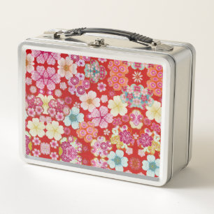 Lunch Box Falln Crimson Floral Chirimen