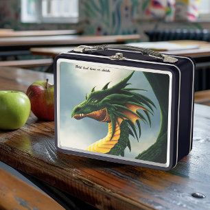 Lunch Box Fantaisie de dragon vert émeraude majestueux