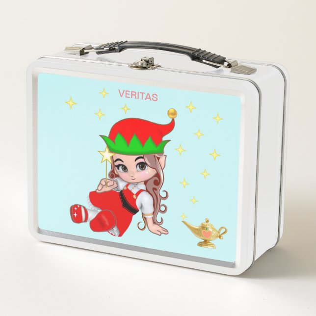 Lunch Box Fée magique mignonne et étoiles sur bleu clair (Devant)
