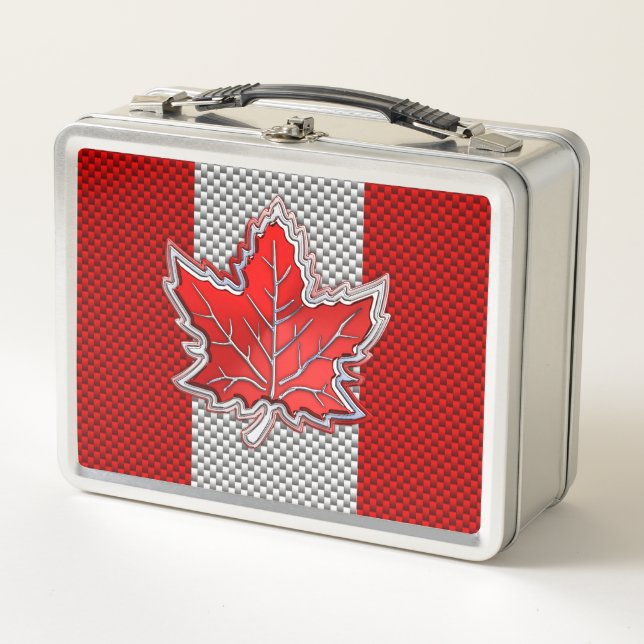 Lunch Box Feuille d'érable de chrome canadienne sur les styl (Devant)