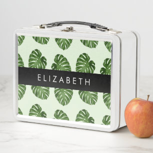 Lunch Box Feuilles de palme, Motif tropical, Votre nom