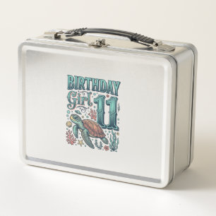 Lunch Box Fille d'anniversaire 11 Tortue de mer Gravure vint