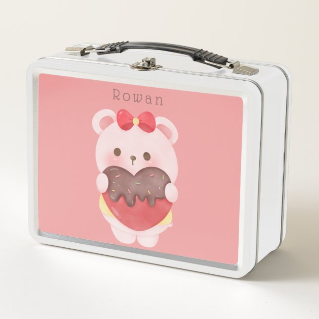 Lunch Box Filles Blush rose mignonne Ours En Teddy (Devant)