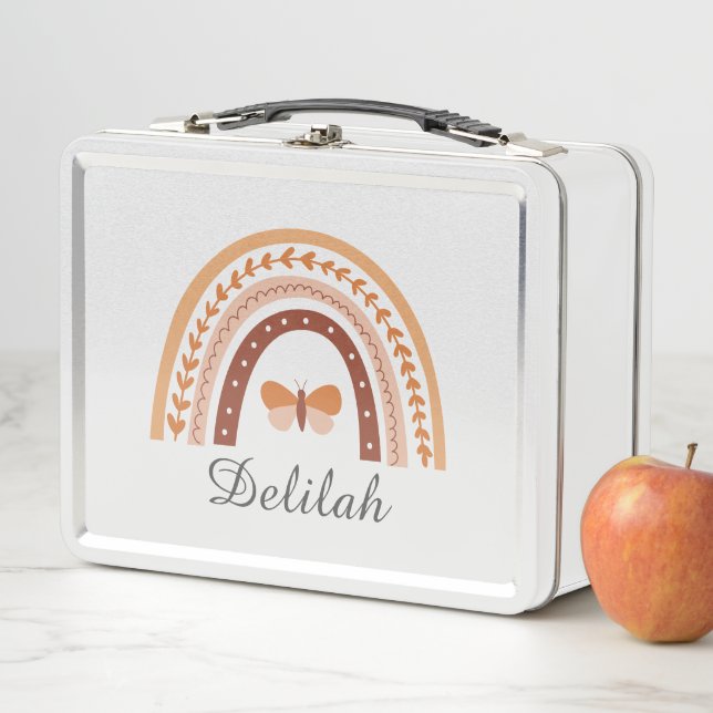 Lunch Box Filles mignonne Boho Arc-en-ciel Papillon personna (En situation)