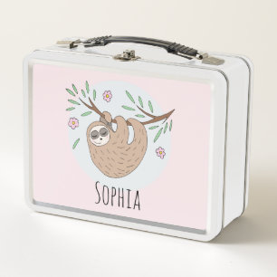 Lunch Box Filles rose mignonne couchant couchant caricature 