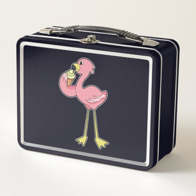 Lunch Box Flamant rose à la crème glacée gaufre (Devant)