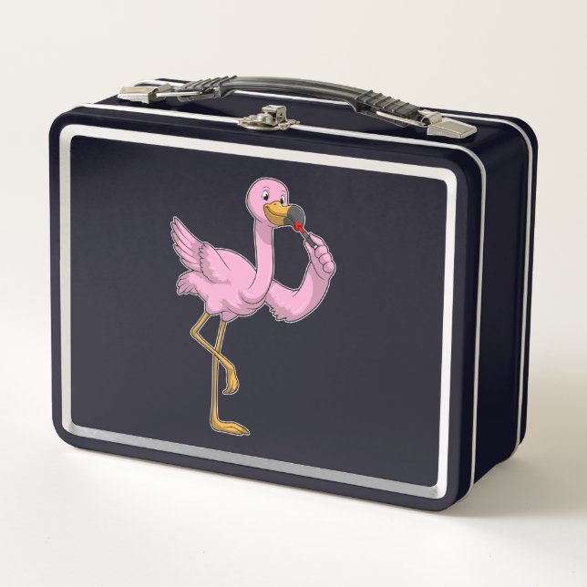 Lunch Box Flamant rose avec Lipstick (Devant)