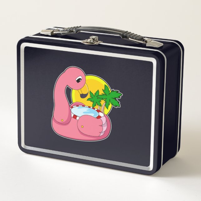 Lunch Box Flamant rose avec piscine (Devant)