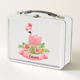 Lunch Box Flamant Rose Fleurs Personnalisée Enfant