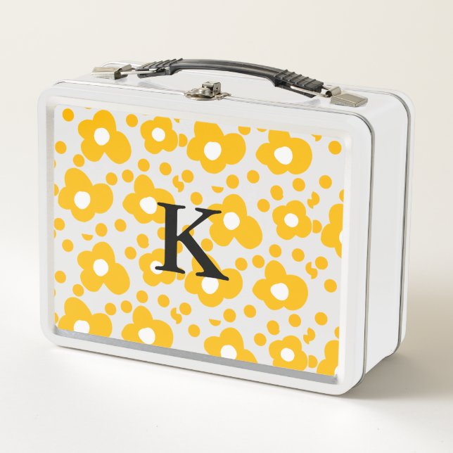 Lunch Box Fleur marguerite jaune ajouter monogramme mus (Devant)