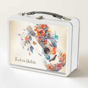 Lunch Box Fleurs colorées Guitare instrument de musique élég