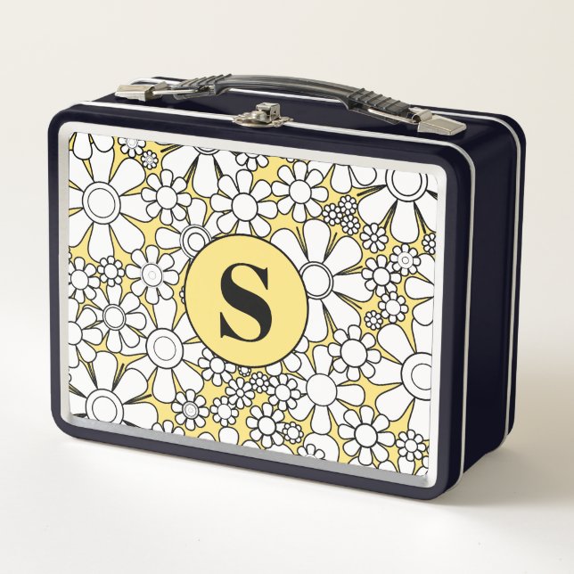 Lunch Box Fleurs de jardin rétro 60s Retro Floral Jaune (Devant)