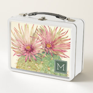 Lunch Box Fleurs de rose de cactus du monogramme  