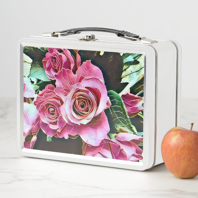 LUNCH BOX FLEURS ROSES ROSES ROSES ROSES (En situation)