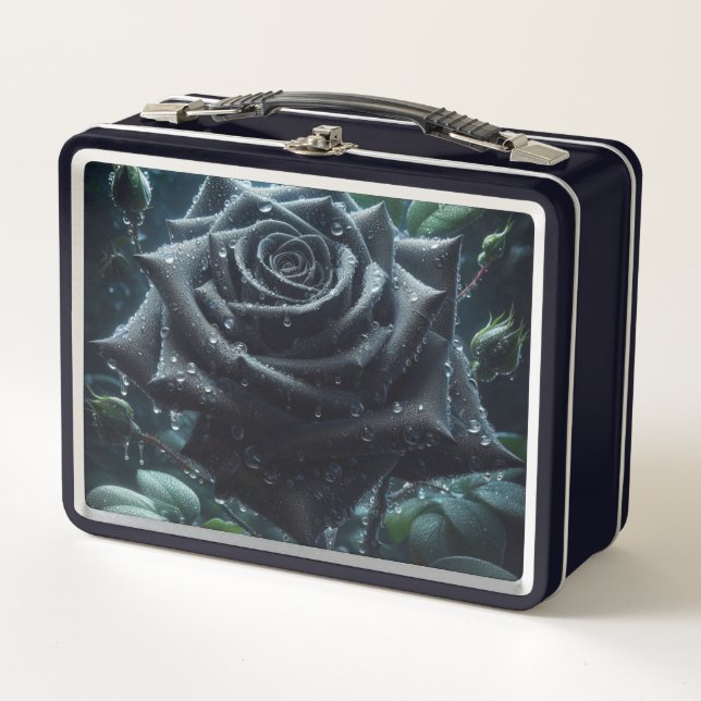 Lunch Box Floral noir Rose (Devant)