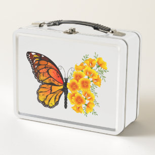 Lunch Box Flower Butterfly with Yellow California Poppy