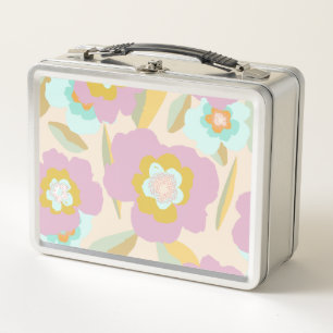 Lunch Box Flowers abstrait   Pastel Lilac Floral Pattern