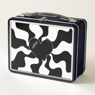Lunch Box Fonte cardiaque en noir et blanc