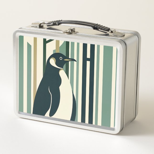 Lunch Box Forêt d'illustration de pingouin à crème verte d'o (Devant)
