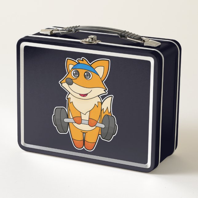 Lunch Box Fox à Fitness avec Barbell (Devant)