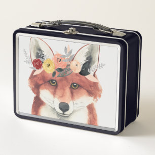 Lunch Box Fox de forestier de couronne de fleur