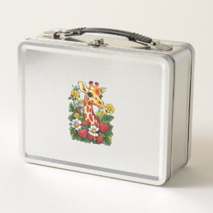Lunch Box Fraises et fleurs de girafe Gira mignonne graphiqu